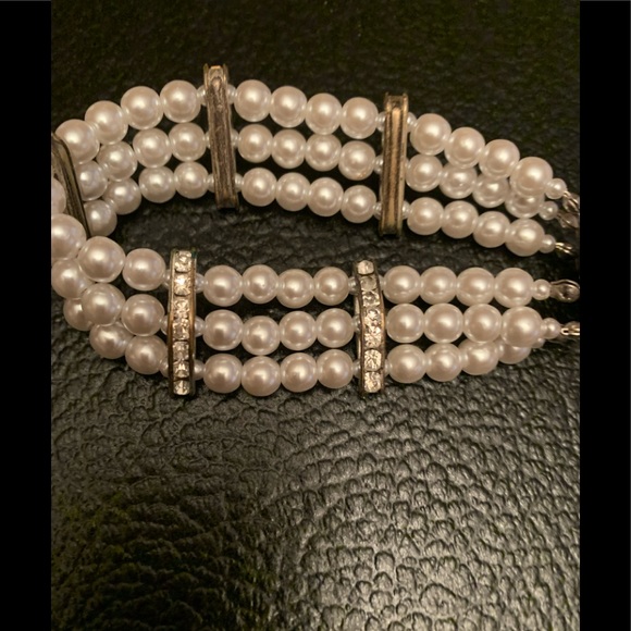 Beautiful pearl and diamond strips bracelet - Picture 2 of 2
